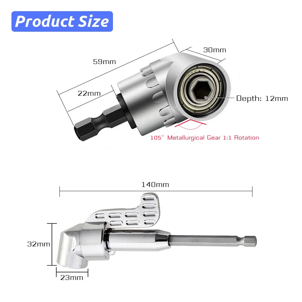 105 Degree Elbow Screwdriver Set Holder Adjustable Turning Nozzles for Screwdriver Power Drill