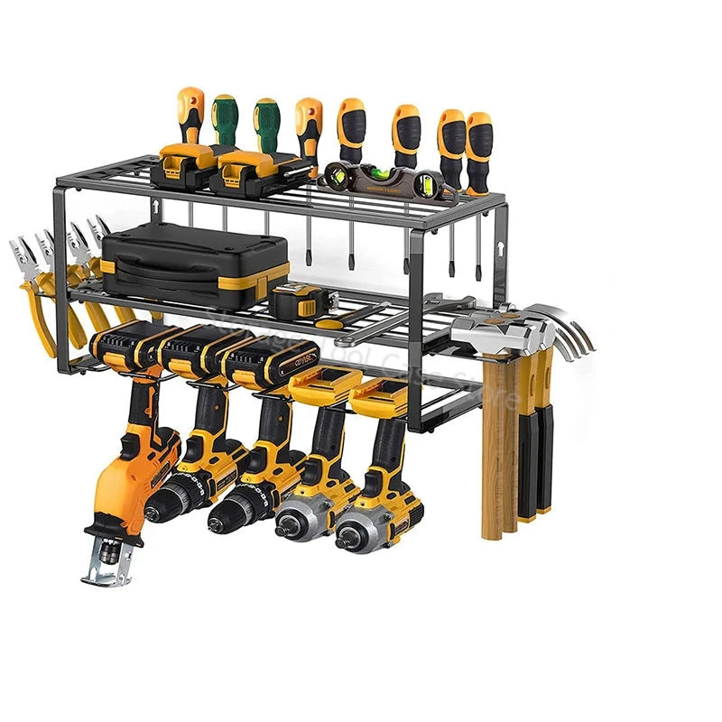 Power Tool Organizer Rack 3 Layers Wall Mount Wrench Organizer Electric Drill Holder Heavy Duty Tool Shelf for Workshop Garage