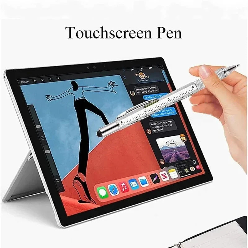 7-in-1 Multifunctional Screen Touch Ballpoint Pen Capacitive Pen with Screwdriver And Spirit Level