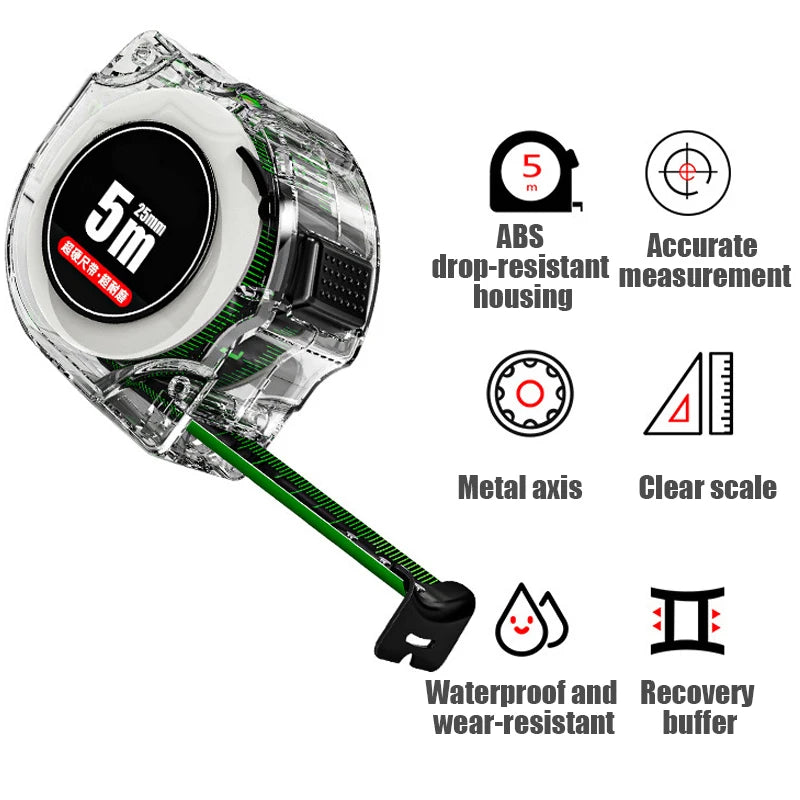 Self Locking Fluorescent Steel Tape Measure