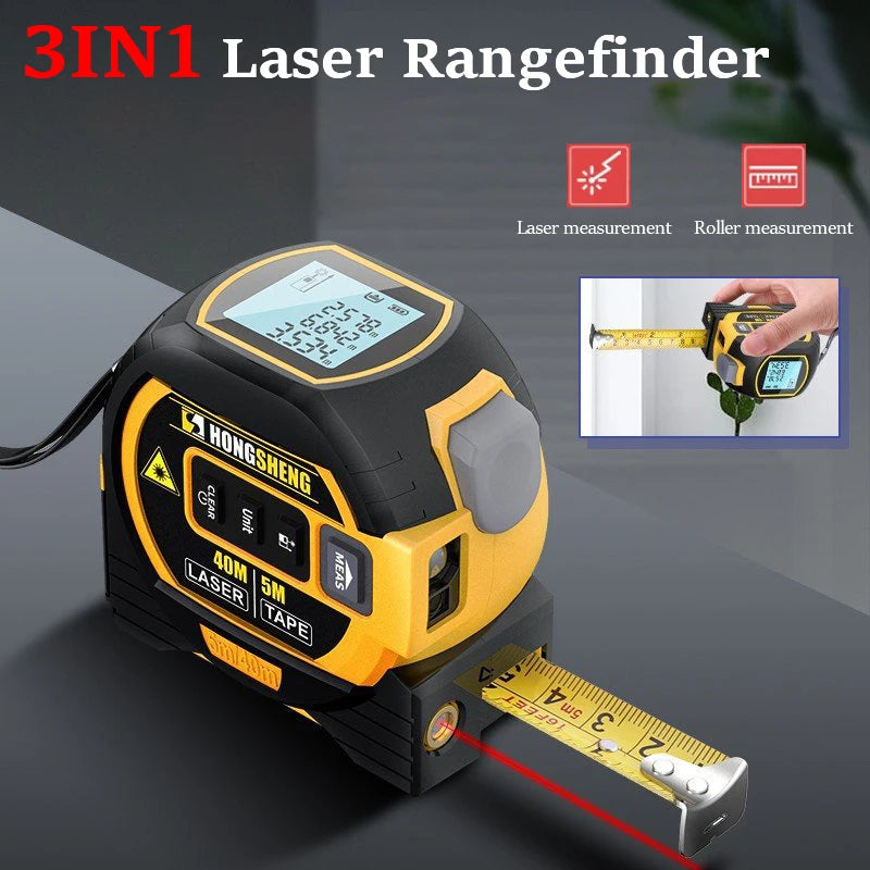 3 In 1 Laser Tape Measure Rangefinder 5m Tape Ruler Infrared High-precision