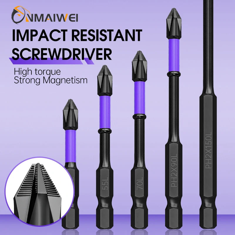 Magnetic Impact Phillips Bit Anti-Slip Long Screwdriver