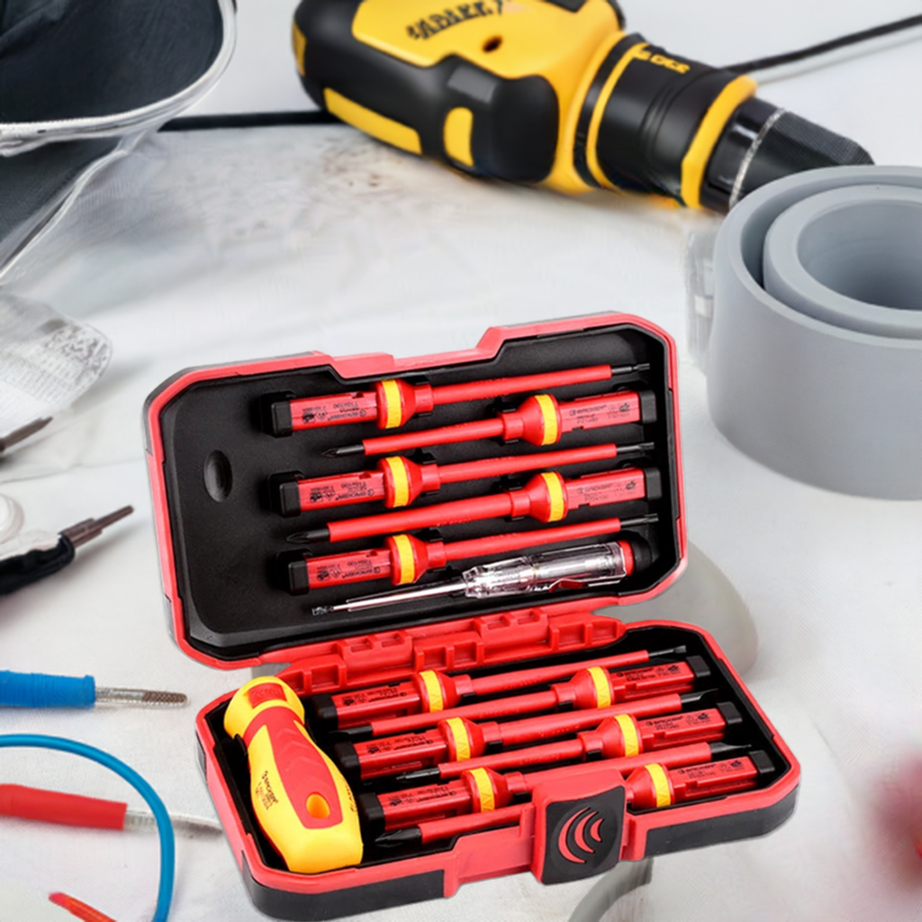 Electrician Repair Tools Kit 13pcs 1000V Changeable Insulated Screwdrivers Set with Magnetic Slotted Phillips Pozidriv Torx Bits